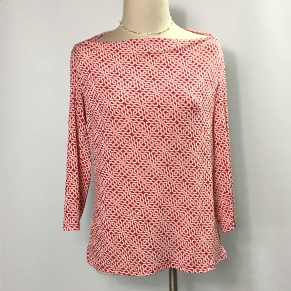 Liz Claiborne top size M red and white boat neck